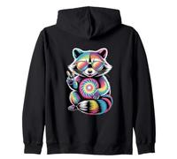 Tie Dye Rainbow Raccoon Peace Zip Hoodie