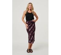 Tie Dye Ruched High Waist Midi Skirt Izabel London Red 18