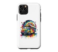 Tie Dye School Bus Art Psychedelic Retro Colors Futuristic Case for iPhone 11 Pro