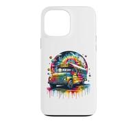 Tie Dye School Bus Art Psychedelic Retro Colors Futuristic Case for iPhone 13 Pro Max