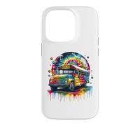 Tie Dye School Bus Art Psychedelic Retro Colors Futuristic Case for iPhone 14 Pro