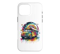 Tie Dye School Bus Art Psychedelic Retro Colors Futuristic Case for iPhone 16 Pro Max