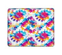 Tie-Dye Small Mouse Pad, Bohemian Vibrant Swirl Color Splash Summer Peach Square Rubber Smooth Aesthetic Desk Mousepads Desk Decor for Office Home Dorm Laptop Square 8x10 Inch