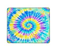Tie-Dye Small Mouse Pad, Summer Bohemian Sun Palm Leaves Summer Blue Square Rubber Non Slip Portable Cloth Mousepad Idea for Home Office Desk Laptop Gamers Gift Square 8x10 Inch