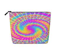 Tie Dye Spiral Fake Hemp Makeup Bag Travel Bag Pouch Toiletry Bag Environmentally Friendly and Durable with Zipper 9.45 X 6.7In
