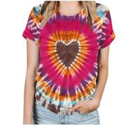 Tie Dye T-Shirt for Women UK Clearance Summer Top Crew Neck Going Out Short Sleeve Tshirts Casual Loose Print Blouse Plus Size Tunic Tops Elegant Funny Slogan Shirts