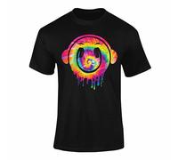 Tie Dye T Shirt Rave DJ Smiley Face Headphones Neon Music Tee 2BXL