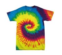 Tie Dye T Shirt Short Sleeve Colourful Cotton Tee Retro Multicolour Summer Tops