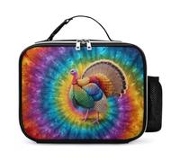 Tie Dye Turkey Insulated Lunch Bag Reusable Lunch Box Container Portable Tote Bag for Work Picnic Travel