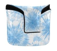 Tie-dye Vanilla Blue Mallet Style Putter Cover Magnetic Closure Golf Accessories for Mallet Square PU Leather Waterproof