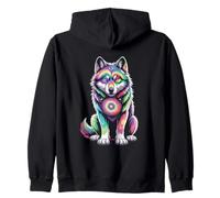 Tie Dye Wolf Rainbow Spirit Zip Hoodie
