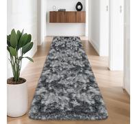 Tie-Dyed Dark Grey 2x8 Machine Washable Runner Rugs for Hallway Soft Fluffy Shaggy Bedside Rugs for Bedroom Living Room Indoor Floor Carpet for Kids Girls and Boys Nursery Rooms Home Decor Aesthetic