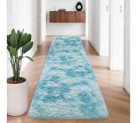 Tie-Dyed Sky Blue 2x8 Machine Washable Runner Rugs for Hallway Soft Fluffy Shaggy Bedside Rugs for Bedroom Living Room Indoor Floor Carpet for Kids Girls and Boys Nursery Rooms Home Decor Aesthetic