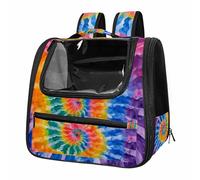 Tie Dyed Spiral Breathable Cat Carrier Backpack - Lightweight Pet Travel Bag for Kitties, Small Dogs & Puppies | Airline-Approved, Anti-Escape Design