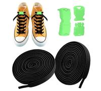 Tie Free Shoe Laces - Stretchy Elastic Shoelaces for Sneakers, New Versatile Lazy Shoelaces | 1 Pressure Adjustable Elastic Shoelaces No Tie Free Elastic Laces, Luminouss Black, Se référer au