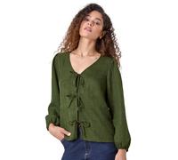 Tie Front Woven Top Roman Khaki 20