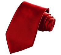 TIE G Solid Color Satin Mens Ties Woven Silky Touch 8.5 cm / 3.35 inches Neck Tie in Gift Box (Red)