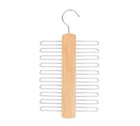 Tie Hanger for Wardrobe | Wooden Tie Organiser for Men with 20 Non-Slip Chrome Bars | Stylish Tie Rack Holder with 360° Swivel Hook for Sophisticated Tie Storage
