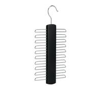 Tie Hanger Wooden Hangers Wardrobe Tie Organiser - Stylish Hanging Storage Rack With 20 Chrome Bars With Swivel Hook for Tie, Belt, Scarf Beech Wood Tie Rack Hanger (Black)