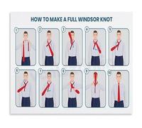 Tie Knots Tutorial Poster Canvas Wall Art How To Tie A Necktie Step by Step Guide for Men's Closet Office Decor(Framed,12x18inch(30x45cm))