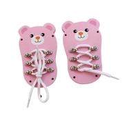 Tie Lacing Toy Threading Teaching Toys, 14x8x1.5cm Wooden Busy Board for Preschool Learning Activities Kids Birthday Gifts