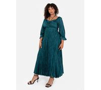 Tie-Neck Pleated Satin Midaxi Dress Lovedrobe Green 28