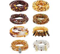 Tie-on African Waist Beads for Women Non Stretching 8Pcs Belly Beads Plus Size Colorful Handmade Beaded Waist Jewelry Accessories Body Chain