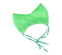 Tie-on Feline Grooming Cap for Direct Water Coverage, Green | Open Face Area, Ear-Shaped Profile Around the Head, Helps Reduce Direct Water on Covered Areas During Feline