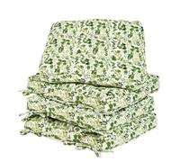 Tie On Garden Chair Cushions 100% Cotton Seat Pads Outdoor Alfresco Dining Chair Bistro Set Seat Cushions (Set of 4, Green Leaf)
