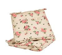 Tie On Garden Chair Cushions 100% Cotton Seat Pads Outdoor Alfresco Dining Chair Bistro Set Seat Cushions (Set of 2, Beige Floral)