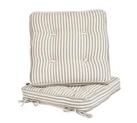 Tie On Garden Chair Cushions 100% Cotton Seat Pads Outdoor Alfresco Dining Chair Bistro Set Seat Cushions (Set of 2, Grey Stripe)