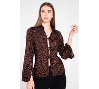 Tie Open Front Viscose Blouse Enorsia Orange 14