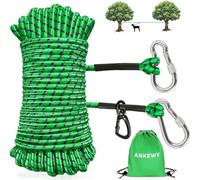 Tie Out Cable for Camping,Portable Overhead Trolley System for Dogs up to 200lbs，Dog Lead for Yard, Camping, Parks, Outdoor Events (Green, 50FT)