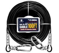 Tie Out Cable for Dogs Up to 300lbs,100ft Extra Strong 1000lbs Break Strength Tie-Out Tether Trolley Training Lead,Dog Run Cable for Yard Garden Park Camping Outside (Black, 300lbs 100ft)