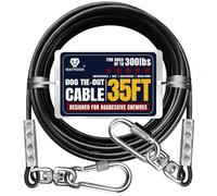 Tie Out Cable for Dogs Up to 300lbs,100ft Extra Strong 1000lbs Break Strength Tie-Out Tether Trolley Training Lead,Dog Run Cable for Yard Garden Park Camping Outside (Black, 300lbs 35ft)