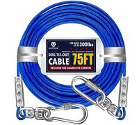 Tie Out Cable for Dogs Up to 300lbs,100ft Extra Strong 1000lbs Break Strength Tie-Out Tether Trolley Training Lead,Dog Run Cable for Yard Garden Park Camping Outside (Reflective Blue, 300lbs 75ft)