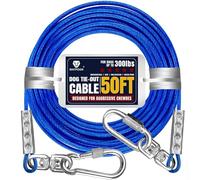 Tie Out Cable for Dogs Up to 300lbs,100ft Extra Strong 1000lbs Break Strength Tie-Out Tether Trolley Training Lead,Dog Run Cable for Yard Garden Park Camping Outside (Reflective Blue, 300lbs 50ft)