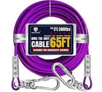Tie Out Cable for Dogs Up to 300lbs,100ft Extra Strong 1000lbs Break Strength Tie-Out Tether Trolley Training Lead,Dog Run Cable for Yard Garden Park Camping Outside (Purple, 300lbs 65ft)