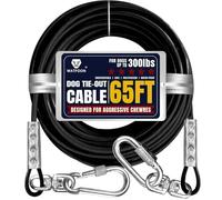 Tie Out Cable for Dogs Up to 300lbs,100ft Extra Strong 1000lbs Break Strength Tie-Out Tether Trolley Training Lead,Dog Run Cable for Yard Garden Park Camping Outside (Black, 300lbs 65ft)