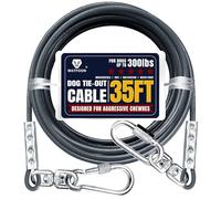 Tie Out Cable for Dogs Up to 300lbs,100ft Extra Strong 1000lbs Break Strength Tie-Out Tether Trolley Training Lead,Dog Run Cable for Yard Garden Park Camping Outside (Grey, 300lbs 35ft)