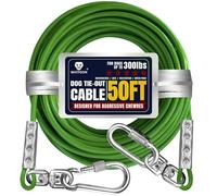 Tie Out Cable for Dogs Up to 300lbs,100ft Extra Strong 1000lbs Break Strength Tie-out Tether Trolley Training Lead,Dog Run Cable for Yard Garden Park Camping Outside (Green, 300lbs 50ft)