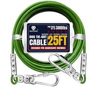 Tie Out Cable for Dogs Up to 300lbs,100ft Extra Strong 1000lbs Break Strength Tie-out Tether Trolley Training Lead,Dog Run Cable for Yard Garden Park Camping Outside (Green, 300lbs 25ft)