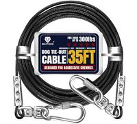 Tie Out Cable for Dogs Up to 300lbs,100ft Extra Strong 1000lbs Break Strength Tie-Out Tether Trolley Training Lead,Dog Run Cable for Yard Garden Park Camping Outside (Reflective Black, 300lbs 35ft)