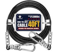 Tie Out Cable for Dogs Up to 300lbs,100ft Extra Strong 1000lbs Break Strength Tie-Out Tether Trolley Training Lead,Dog Run Cable for Yard Garden Park Camping Outside (Reflective Black, 300lbs 40ft)