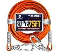 Tie Out Cable for Dogs Up to 300lbs,100ft Extra Strong 1000lbs Break Strength Tie-Out Tether Trolley Training Lead,Dog Run Cable for Yard Garden Park Camping Outside (Orange, 300lbs 75ft)