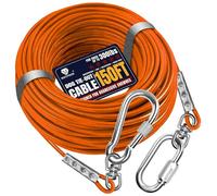 Tie Out Cable for Dogs Up to 300lbs, 150ft Extra Strong 1000lbs Break Strength Tie-Out Tether Trolley Training Lead,Dog Run Cable for Yard Garden Park Camping Outside (Orange, 300lbs 150ft)