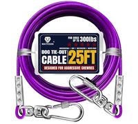 Tie Out Cable for Dogs Up to 300lbs,25ft Extra Strong 1000lbs Break Strength Tie-Out Tether Trolley Training Lead,Dog Run Cable for Yard Garden Park Camping Outside (Purple, 300lbs 25ft)