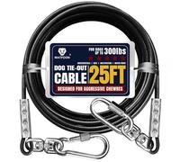 Tie Out Cable for Dogs Up to 300lbs,25ft Extra Strong 1000lbs Break Strength Tie-Out Tether Trolley Training Lead,Dog Run Cable for Yard Garden Park Camping Outside (300lbs 25ft, Black)