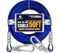 Tie Out Cable for Dogs Up to 300lbs,50ft Extra Strong 1000lbs Break Strength Tie-Out Tether Trolley Training Lead,Dog Run Cable for Yard Garden Park Camping Outside (300lbs 50ft, Blue)