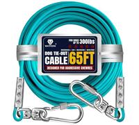 Tie Out Cable for Dogs Up to 300lbs,65ft Extra Strong 1000lbs Break Strength Tie-Out Tether Trolley Training Lead,Dog Run Cable for Yard Garden Park Camping Outside (Turquoise 65FT)